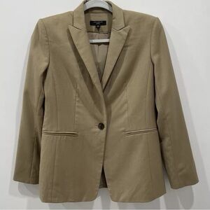 Ann Taylor Blazer Size 2P Tan Color Front Pockets Wool Blend One Button Closure